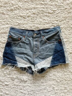 Levis 501 Shorts 27 Patchwork Button Fly Retro 80's 90's Festival